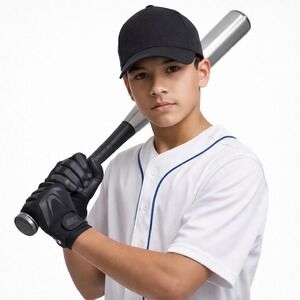 Nike Alpha Huarache‎ Edge Youth Baseball Batting Gloves S/P Black Synthetic